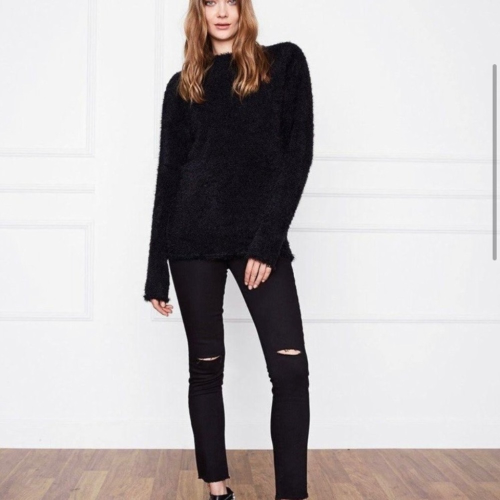 Anine Bing Open Back Fuzzy Knit Sweater Black - image 3